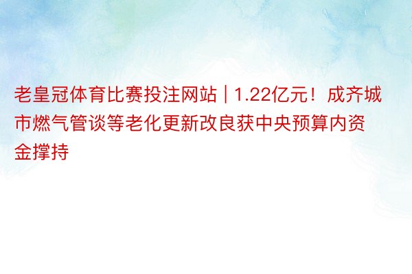 老皇冠体育比赛投注网站 | 1.22亿元！成齐城市燃气管谈等老化更新改良获中央预算内资金撑持