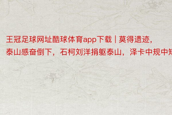 王冠足球网址酷球体育app下载 | 莫得遗迹，泰山感奋倒下，石柯刘洋捐躯泰山，泽卡中规中矩