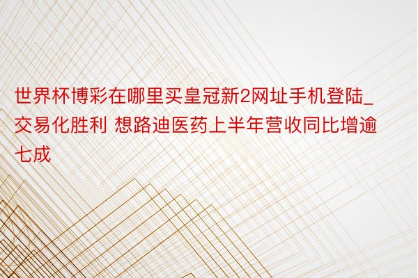 世界杯博彩在哪里买皇冠新2网址手机登陆_交易化胜利 想路迪医药上半年营收同比增逾七成